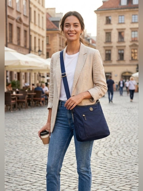 Tory Burch Handbags - Tory Burch Navy Blue Nylon and leather Crossbody Preloved